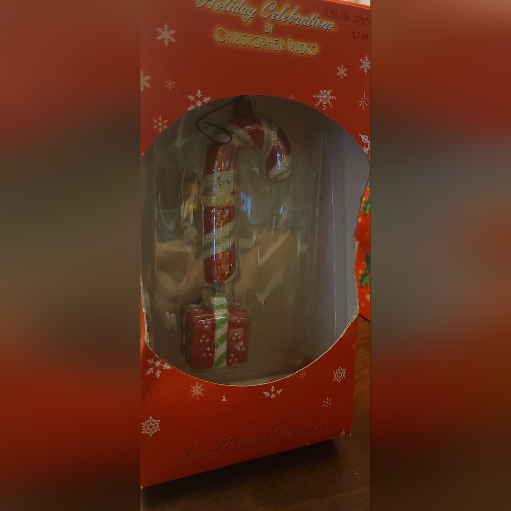 Vintage 2005 Holiday Celebration Christopher Radko Ceramic Candy Cane Ornament - Picture 5 of 8